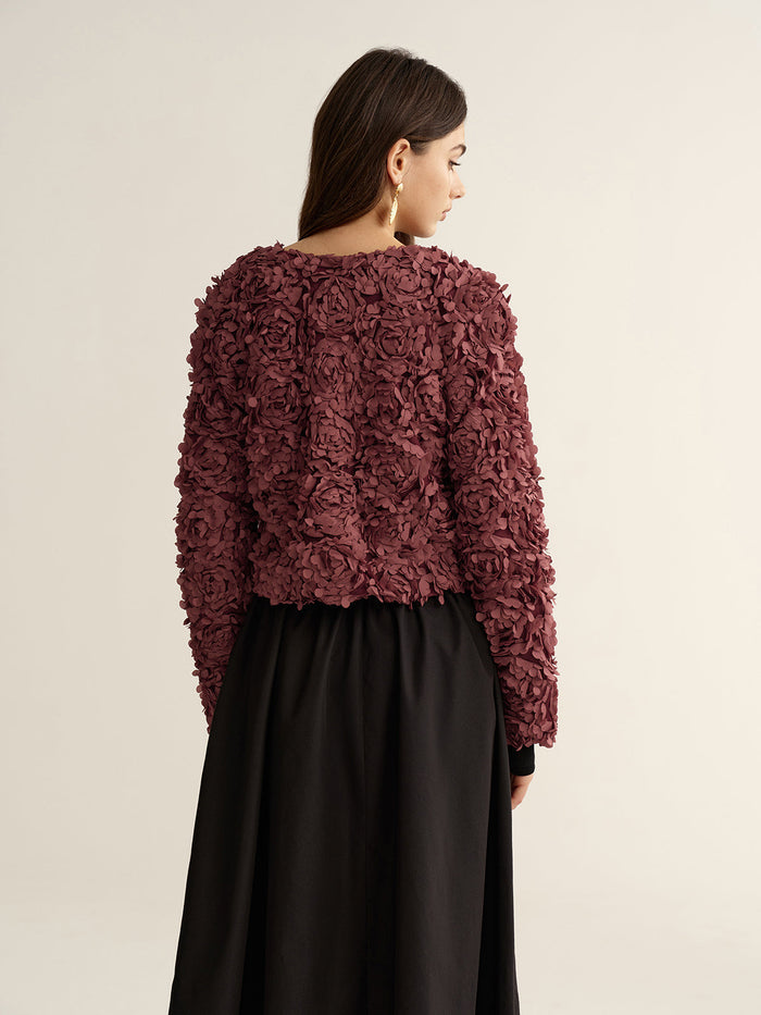 3D Floral Cropped Jacket
