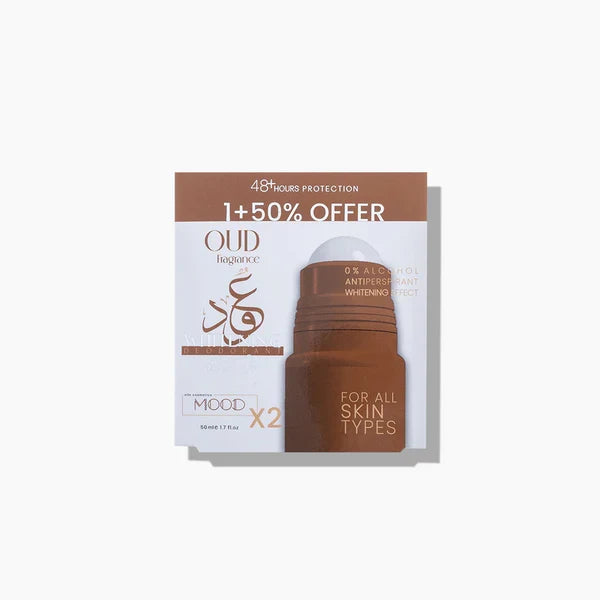 موود رول اون 50مل عود 2ق عرض - Mood Oud Whitening Deodorant Roll-On OFFER 1+50% 50 ML