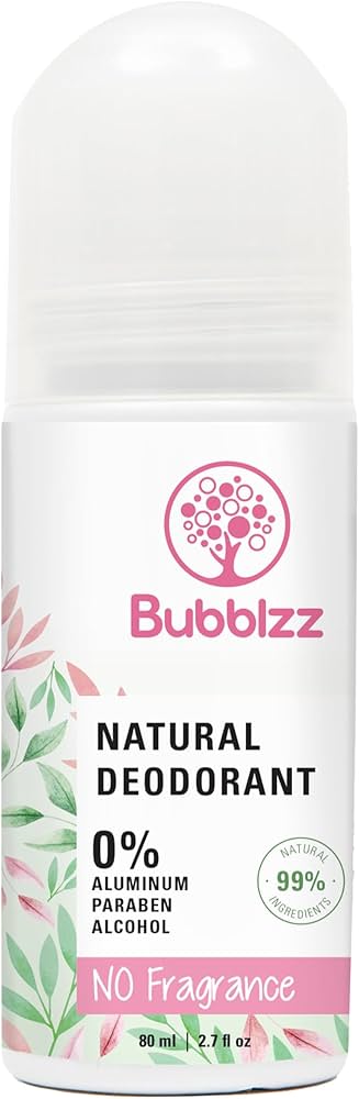 ببلز رول اون طبيعي 80مل بدون رائحه - Bubblzz Natural Roll-On Deodorant 80 ml - Fragrance-Free