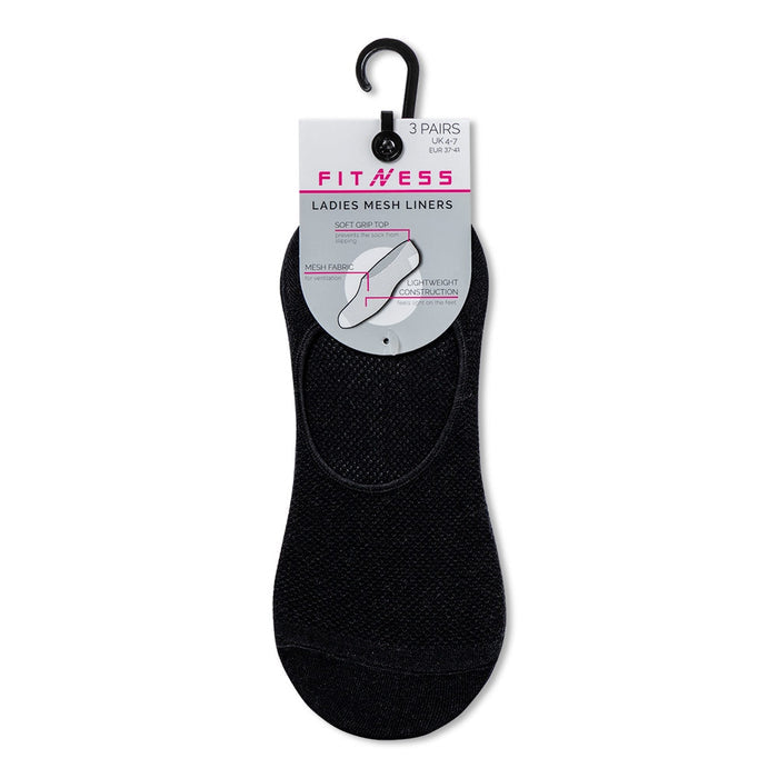 Black 3 Pack Ladies Fitness Socks 329714-BLACK