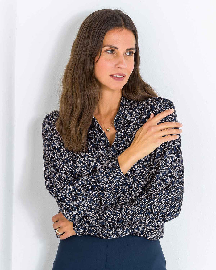 Brianna Patterned Viscose Long Sleeved Blouse - James Meade