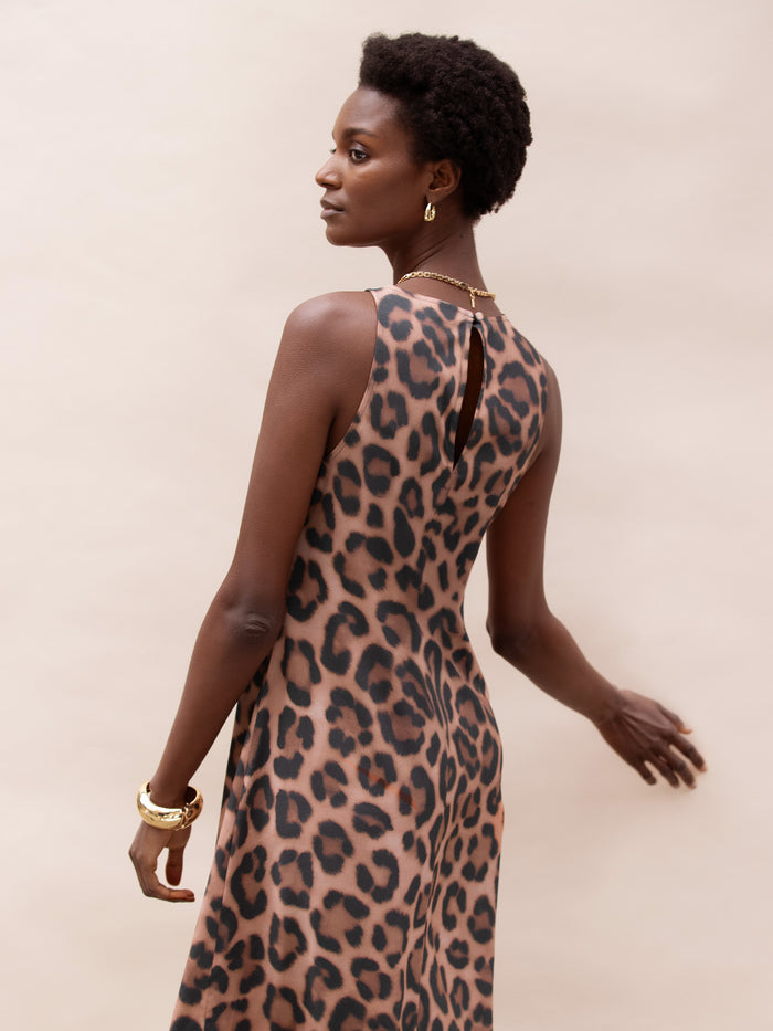 Brown Leopard Print Maxi Dress