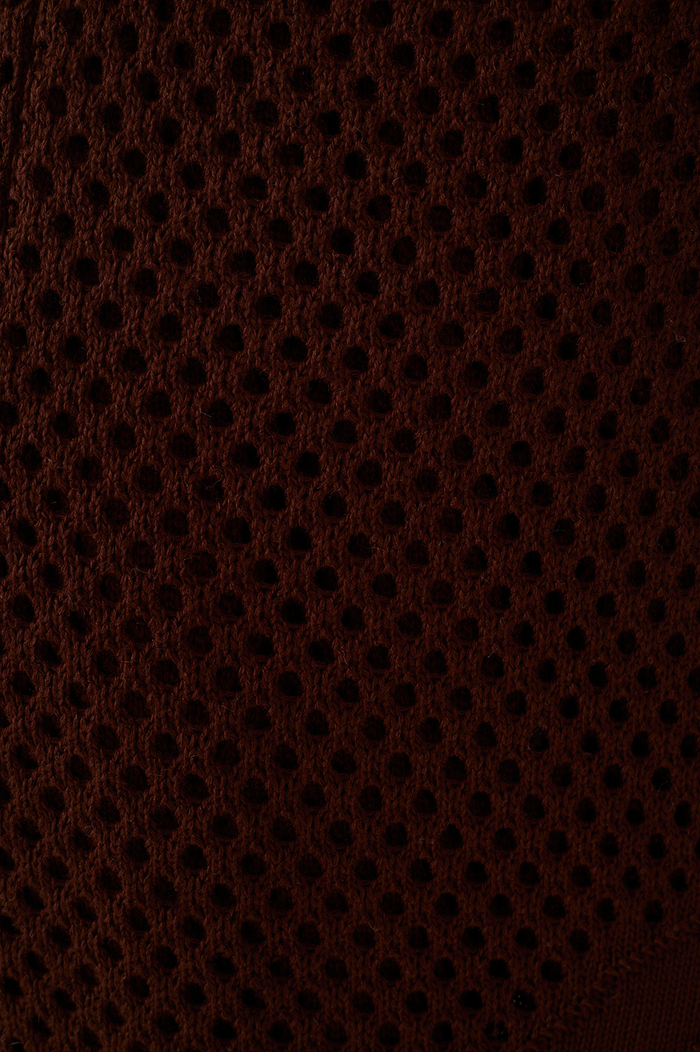 Brown Side Tie Knit Midi Skirt_7