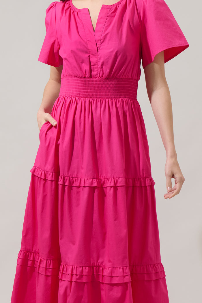 Fabia Palmer Poplin Tiered Maxi Dress