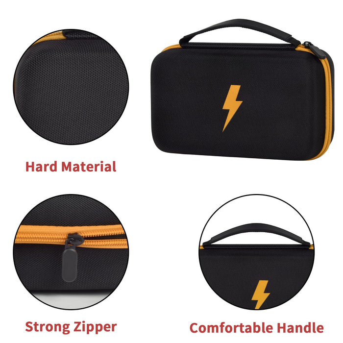 Black and yellow hard multimeter case with strong zipper and carrying handle details