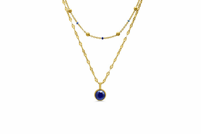 Isla Here's the Skinny Enamel Bella Blues Waterproof Gold Necklace Set