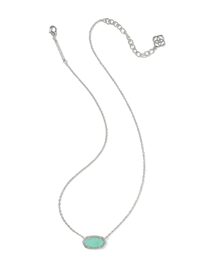 Kendra Scott Elisa Silver Pendant Necklace in Mint Iridescent Abalone