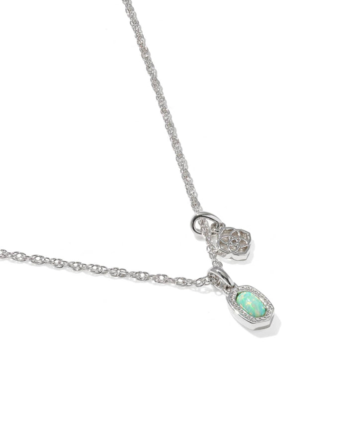 Kendra Scott Mini Elisa Dira Silver Necklace in Green Lab Grown Opal
