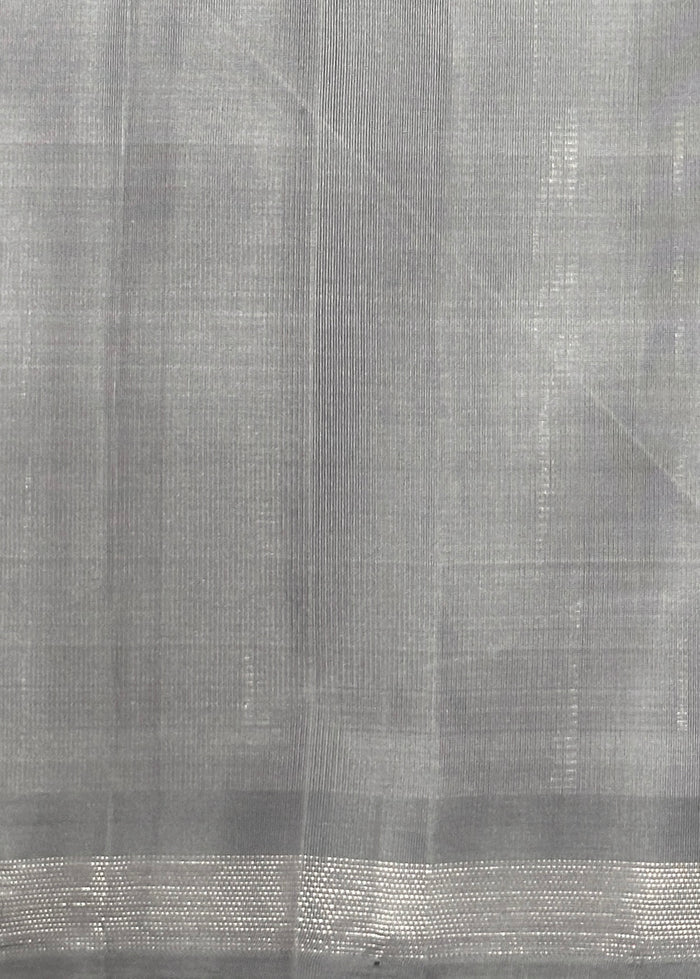 Lavanyam Plain Kanchipuram Silk Saree - Violet and Grey