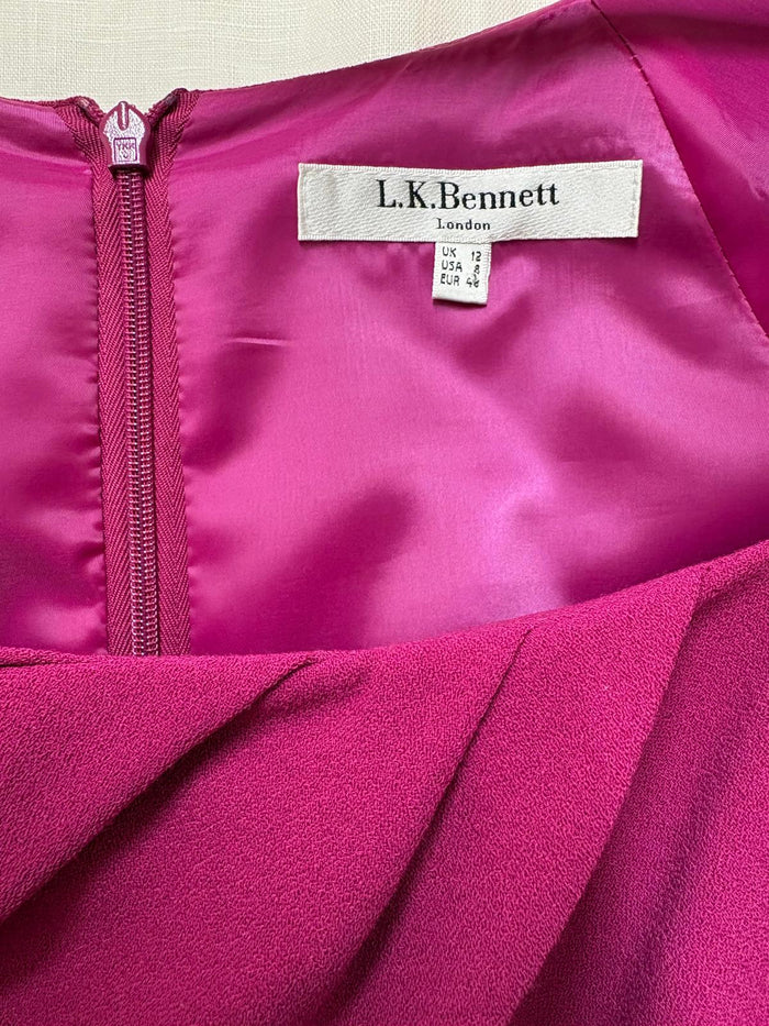LK Bennett London Dr/Davina Magenta ladies shift midi dress - SIZE 12