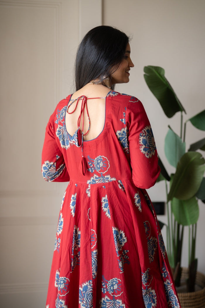 Mahara Maroon Boota Anarkali Set