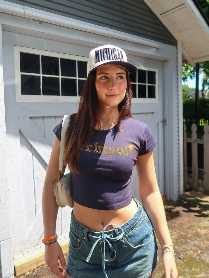 Michigan Rhinestone Freshman Tee