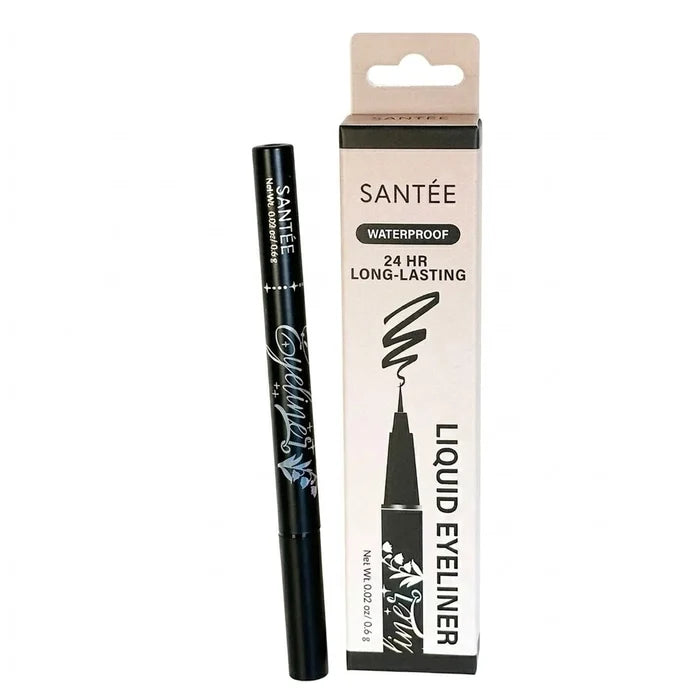 Santée Waterproof Liquid Eyeliner Pen – 24HR Long-Lasting Smudge-Proof Eye Makeup (Black) (LIQ1)