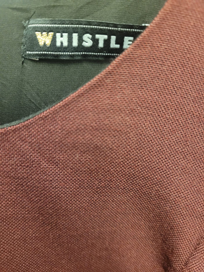 Whistles Brown Wool Pencil Dress UK 10 EU 38 Fitted Wiggle