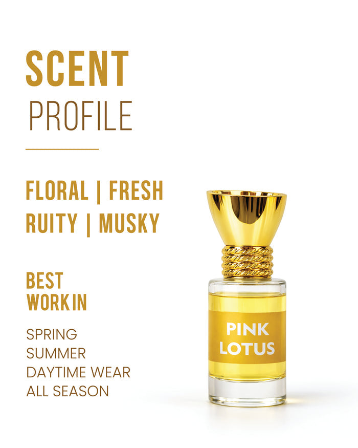 Bottle of pink lotus attar perfume, 6ml
