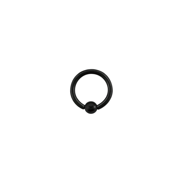 Black 16g Surgical Steel BCR (Ball Closure Ring) 10mm / Surgical Steel / Black Ball Closure Ring