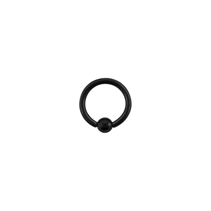 Black 16g Surgical Steel BCR (Ball Closure Ring) 12mm / Surgical Steel / Black Ball Closure Ring