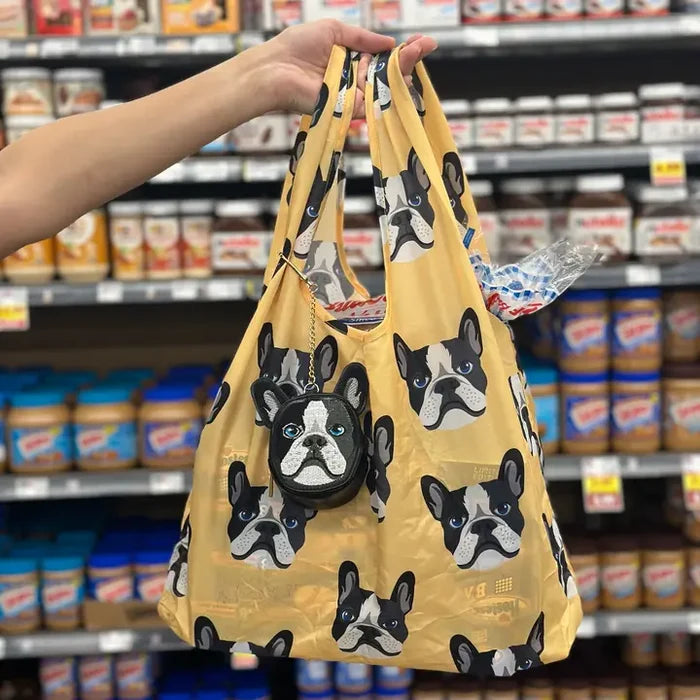 2-in-1 Bag Charm & Reusable Shopper Bag - Boston Terrier