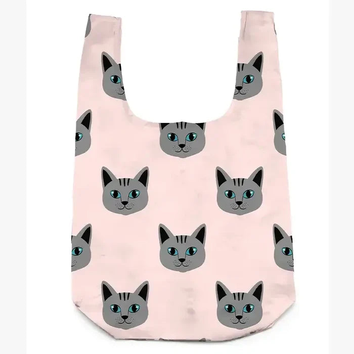 2-in-1 Bag Charm & Reusable Shopper Bag - Gray Cat / Kitten
