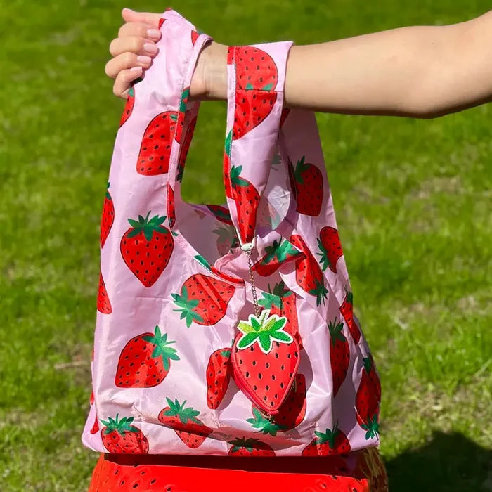2-in-1 Bag Charm & Reusable Shopper Bag - Ripe Strawberry