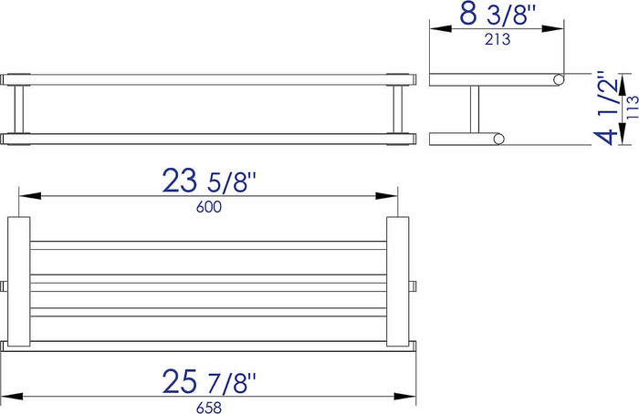 26" Towel Bar and Shelf - Polished Chrome - Alfi Brand