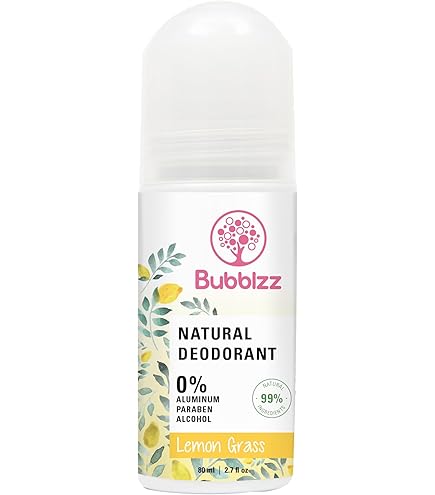 ببلز رول اون  طبيعي 80مل عشبة الليمون - Bubbles Natural Roll-On Deodorant 80 ml - Lemongrass