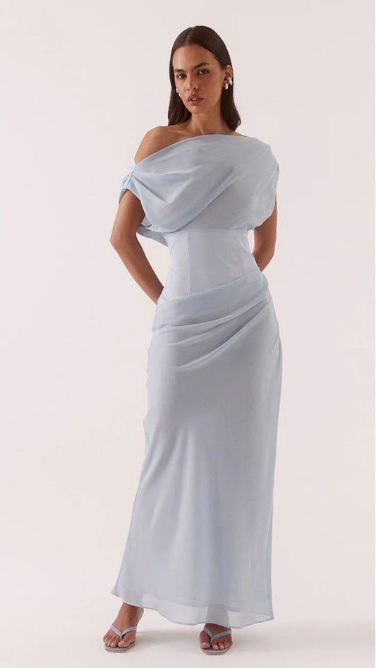 ADA OFF SHOULDER DRESS - WHISPER BLUE