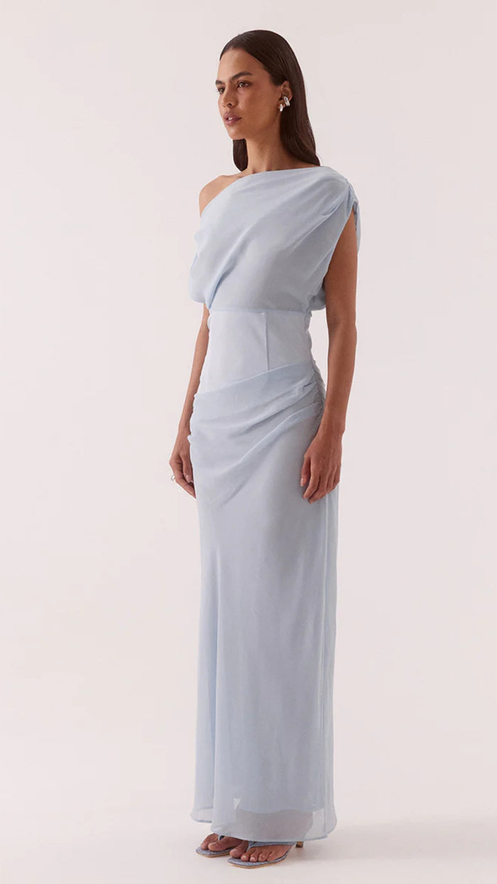 ADA OFF SHOULDER DRESS - WHISPER BLUE
