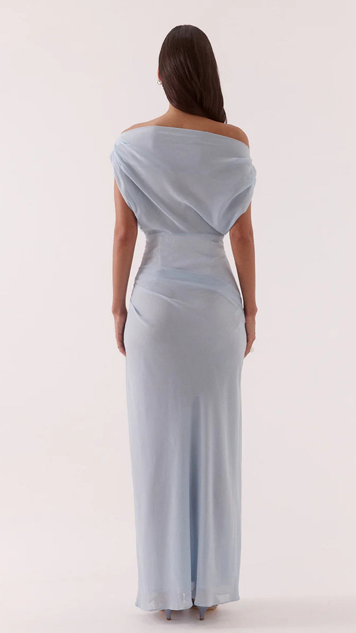 ADA OFF SHOULDER DRESS - WHISPER BLUE