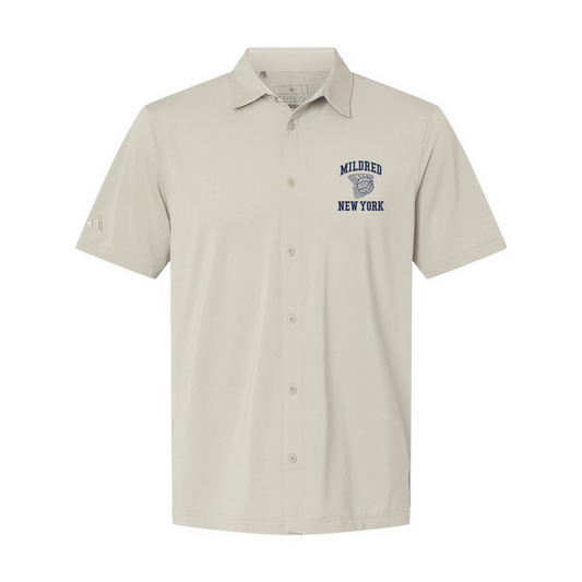 Adidas Button Down Short Sleeve Shirt A595, Screen Print