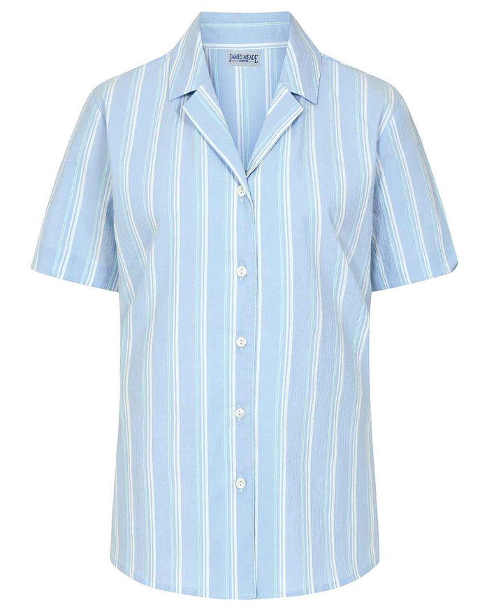 Allegra Striped Cotton Rich Short Sleeve Blouse - Image 3 - The Classic Boutique