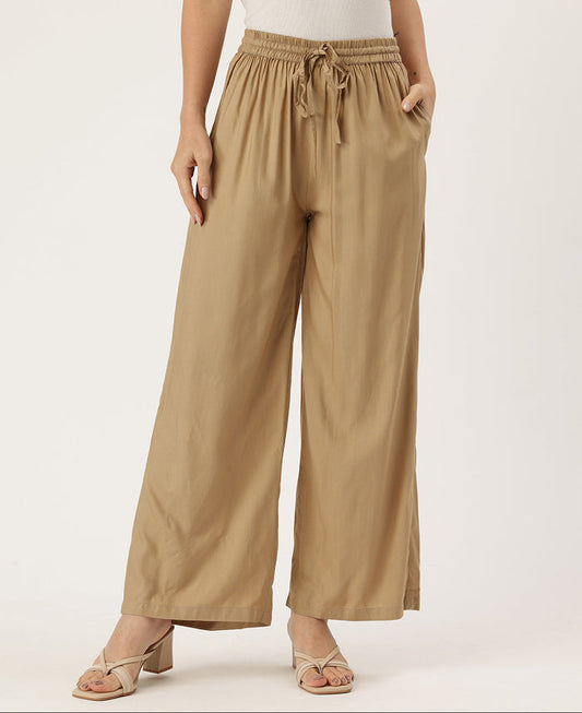 Almond Ethnic Palazzos,  Palazzo, Solid Palazzo, Plain Palazzo