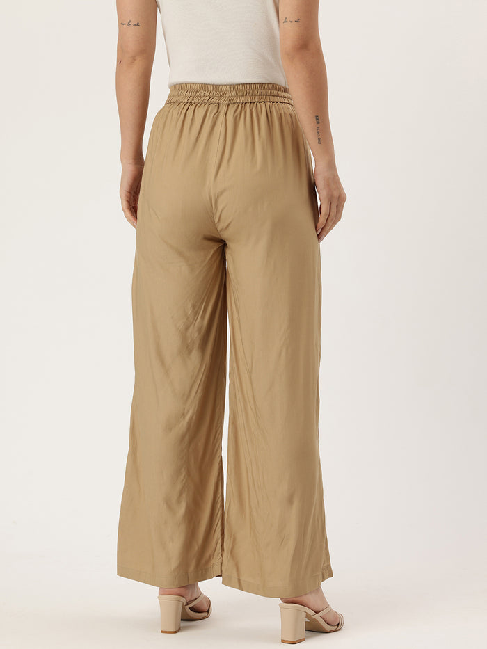 Almond Ethnic Palazzos,  Palazzo, Solid Palazzo, Plain Palazzo