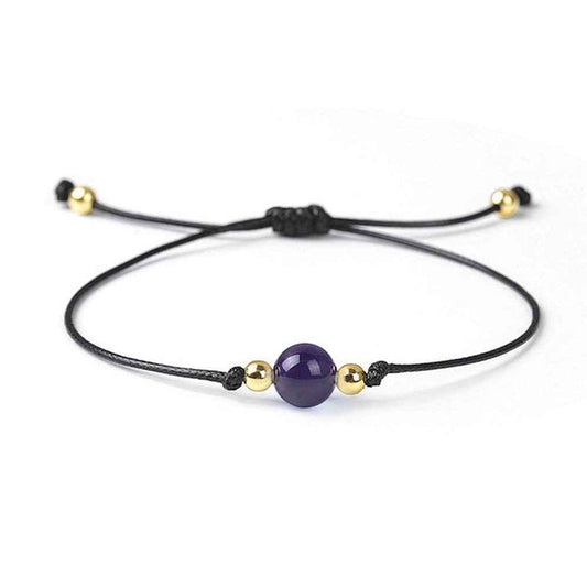 Amethyst birthstone bracelet for February, purple natural stone