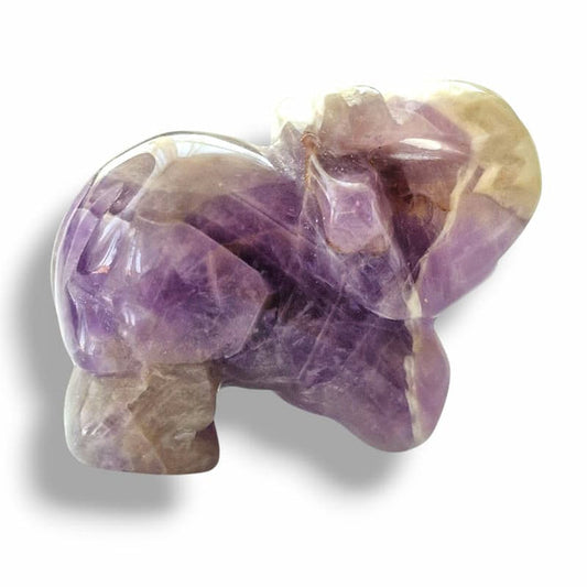 Amethyst carved elephant, outlet piece with minor imperfections