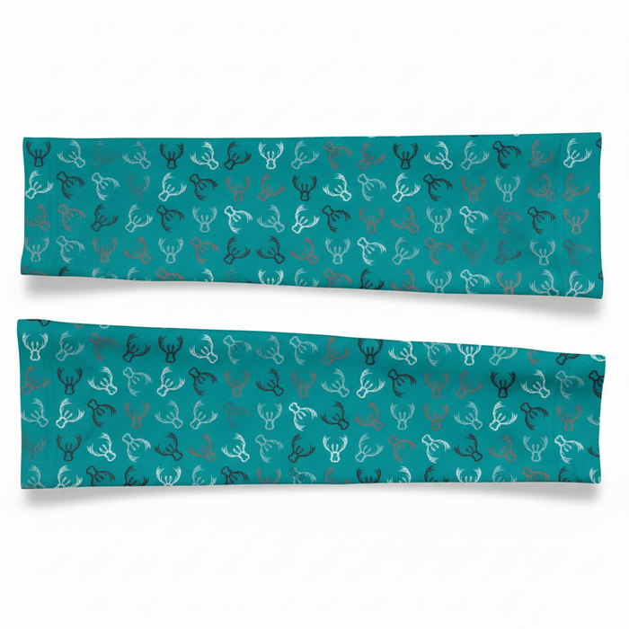 Teal antler arm sleeves - horizontal flat lay