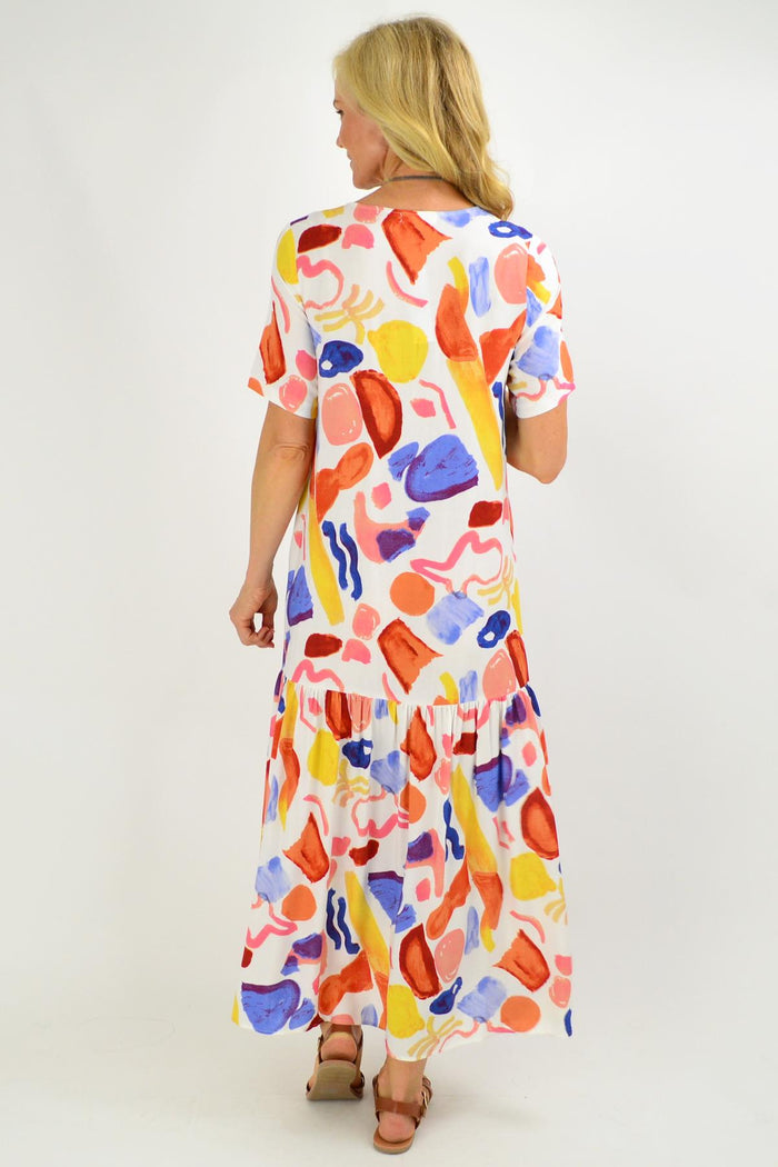 Long artist stock maxi tunic dress from New U Collection with a relaxed fit and flowing fabric, ideal for casual or stylish wear.