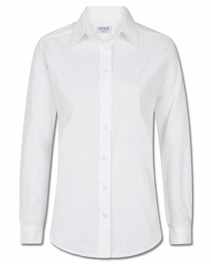 Audrey Pure Cotton Long Sleeved White Blouse - White - Image 2 - The Classic Boutique
