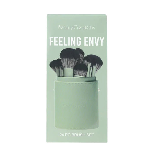 Beauty Creations "Feeling Envy" 24-Piece Makeup Brush Set with Case (Green)