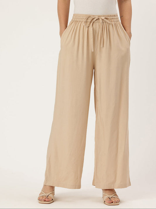 Beige Ethnic Palazzos,  Palazzo, Solid Palazzo, Plain Palazzo, Beige Palazzo