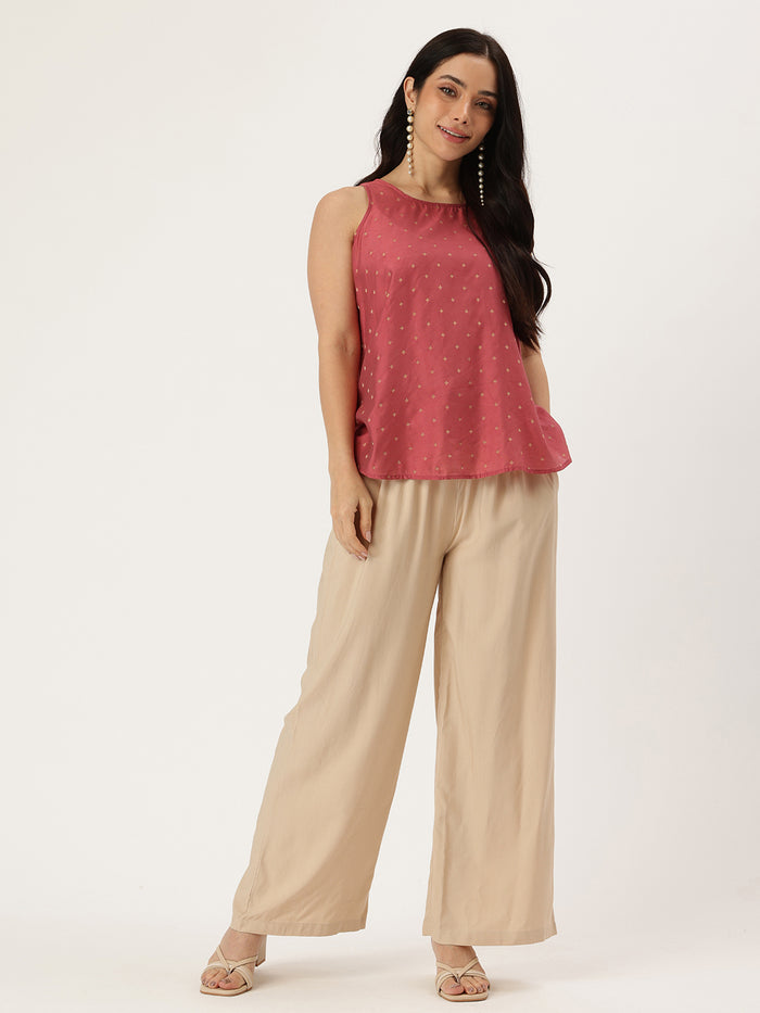 Beige Ethnic Palazzos,  Palazzo, Solid Palazzo, Plain Palazzo, Beige Palazzo