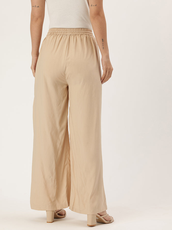 Beige Ethnic Palazzos,  Palazzo, Solid Palazzo, Plain Palazzo, Beige Palazzo