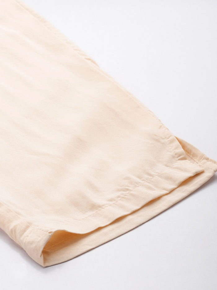 Beige pants worn by a person on a white background, Beige Solid Pencil Pant, Solid pencil Pant, plain pant