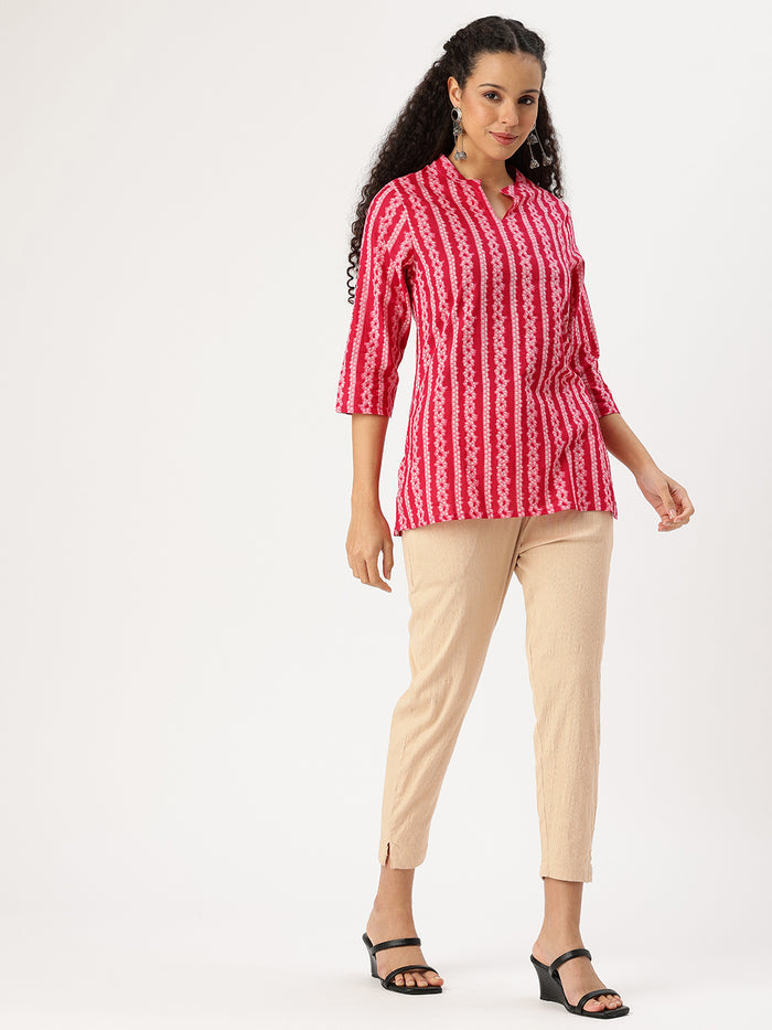 Beige Solid Stretch Pencil Pant