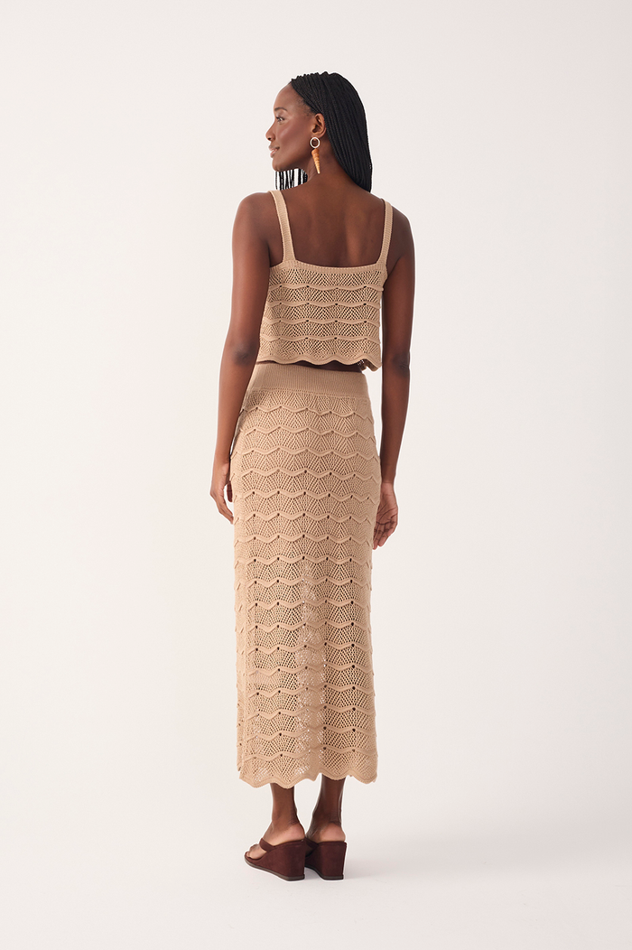 Beige Waves Tricot Midi Skirt_6