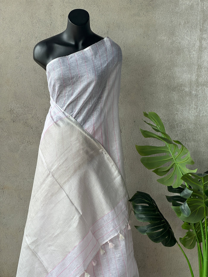 Bhagalpur Linen saree- pink