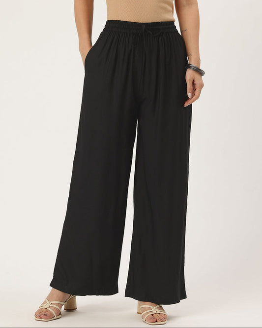 Black Ethnic Palazzos,  Palazzo, Solid Palazzo, Plain Palazzo, Black Palazzo