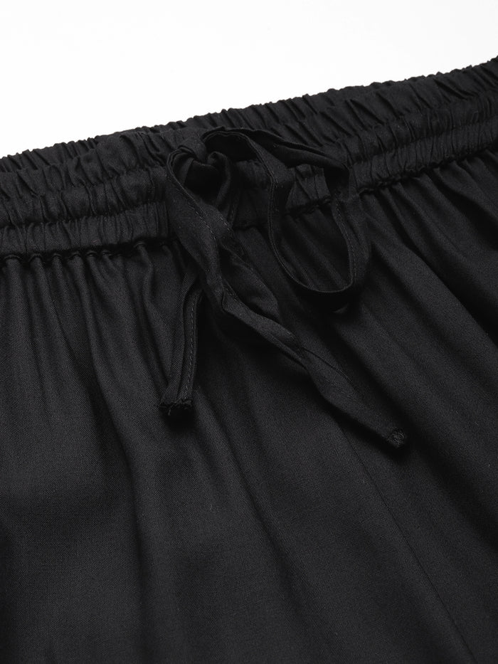 Black Ethnic Palazzos,  Palazzo, Solid Palazzo, Plain Palazzo, Black Palazzo