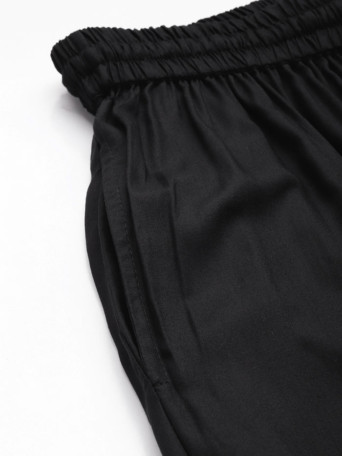 Black Ethnic Palazzos,  Palazzo, Solid Palazzo, Plain Palazzo, Black Palazzo