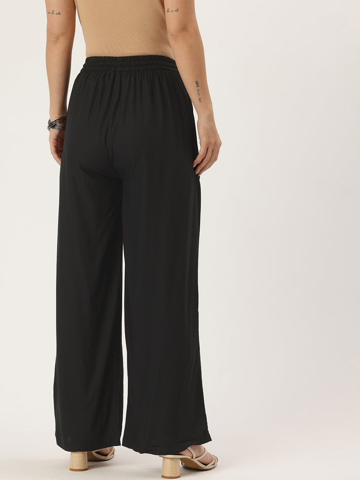 Black Ethnic Palazzos,  Palazzo, Solid Palazzo, Plain Palazzo, Black Palazzo